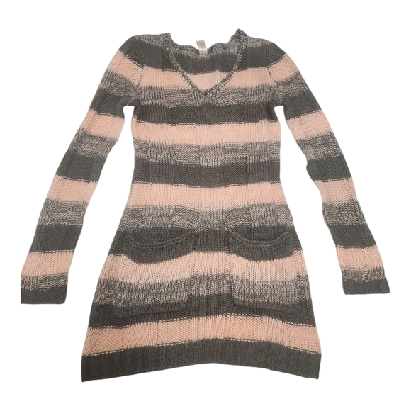 Long Sleeve Striped Bodycon Sweater Mini Dress Women's Med Preppy - Picture 8 of 10